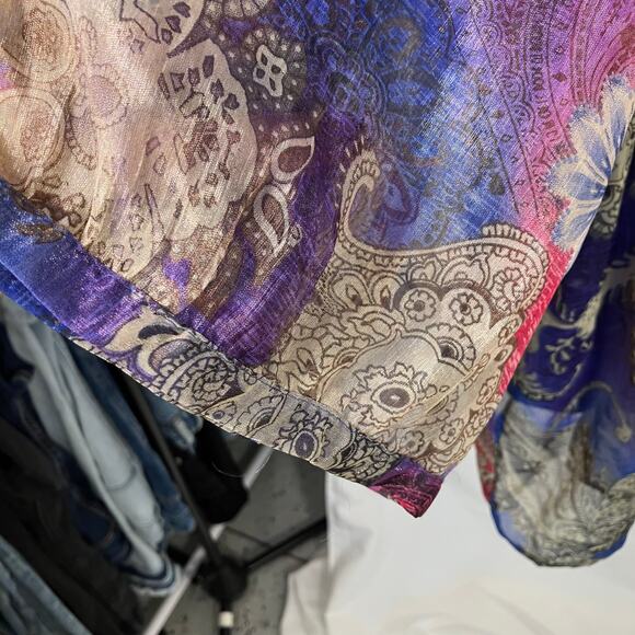 Maggie Barnes Catherines 3X Sheer Blouse Tank Set Paisley Floral Button Front - Picture 5 of 15